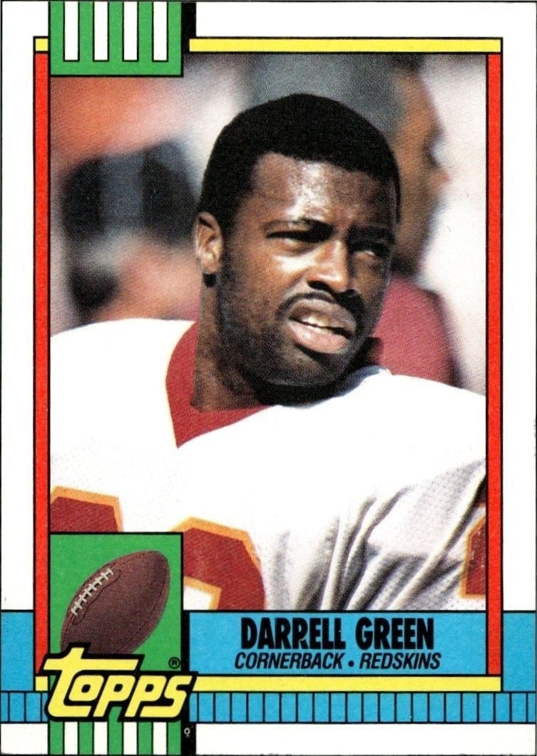 Darrell Green 1990 Topps #136 Football Trading Card - Front 1990 Topps Darrell Green #136 football trading card front