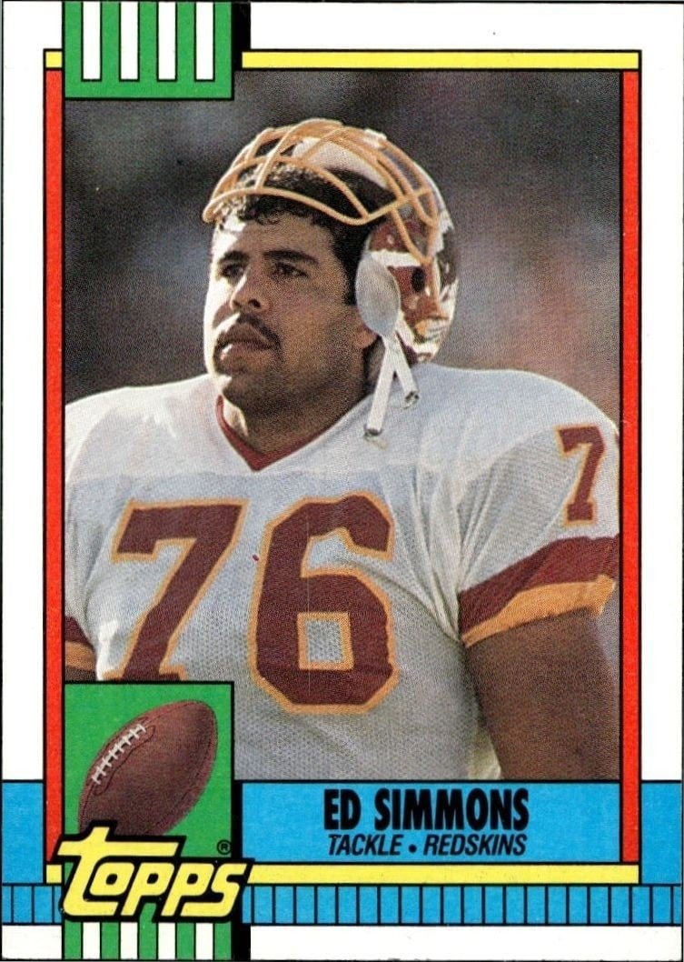 Ed Simmons 1990 Topps #134 Football Trading Card - Front 1990 Topps Ed Simmons #134 football trading card front