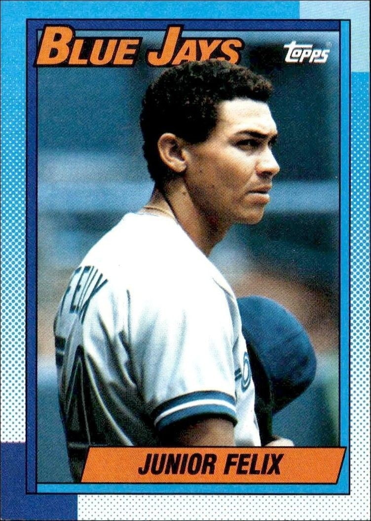 Junior Felix 1990 Topps #347 Baseball Trading Card - Front 1990 Topps Junior Felix #347 baseball trading card front