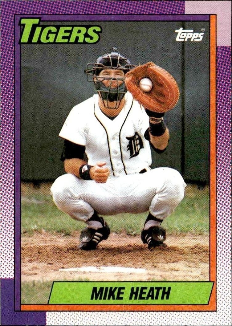 Mike Heath 1990 Topps #366 Baseball Trading Card - Front 1990 Topps Mike Heath #366 baseball trading card front