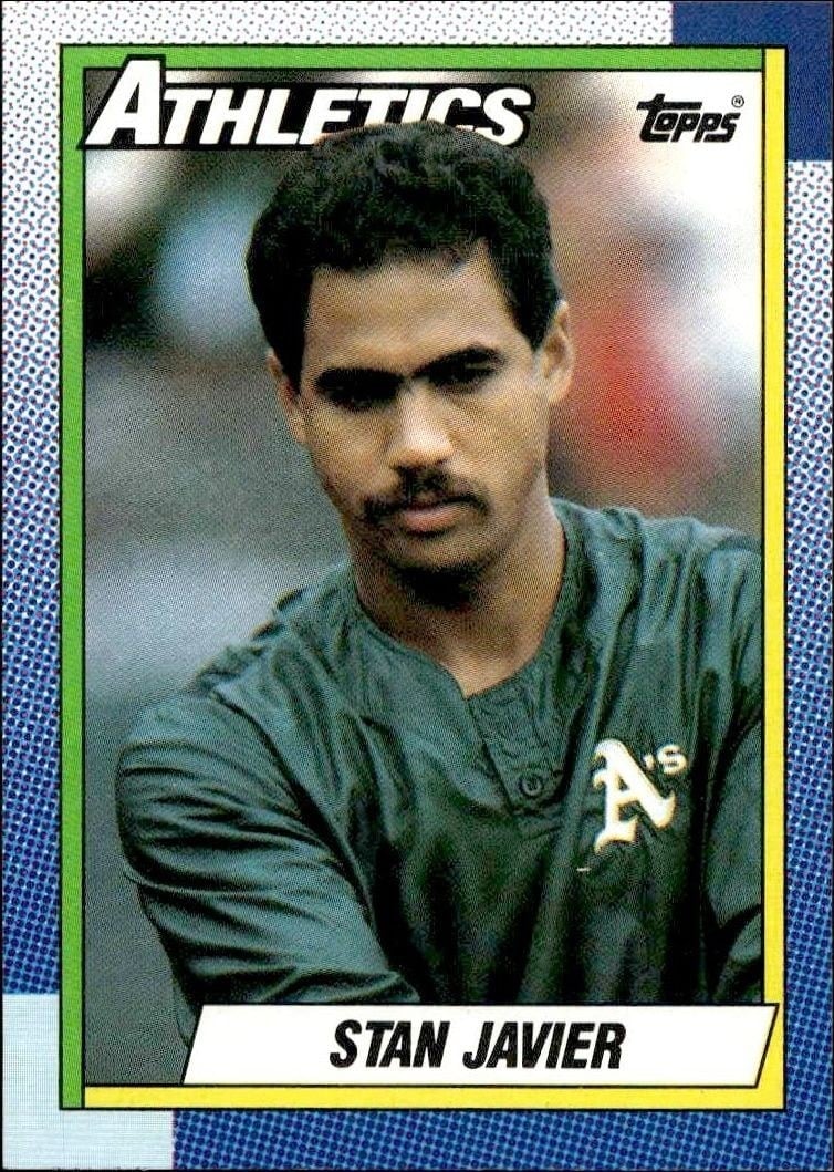 Stan Javier 1990 Topps #102 Baseball Trading Card - Front 1990 Topps Stan Javier #102 baseball trading card front
