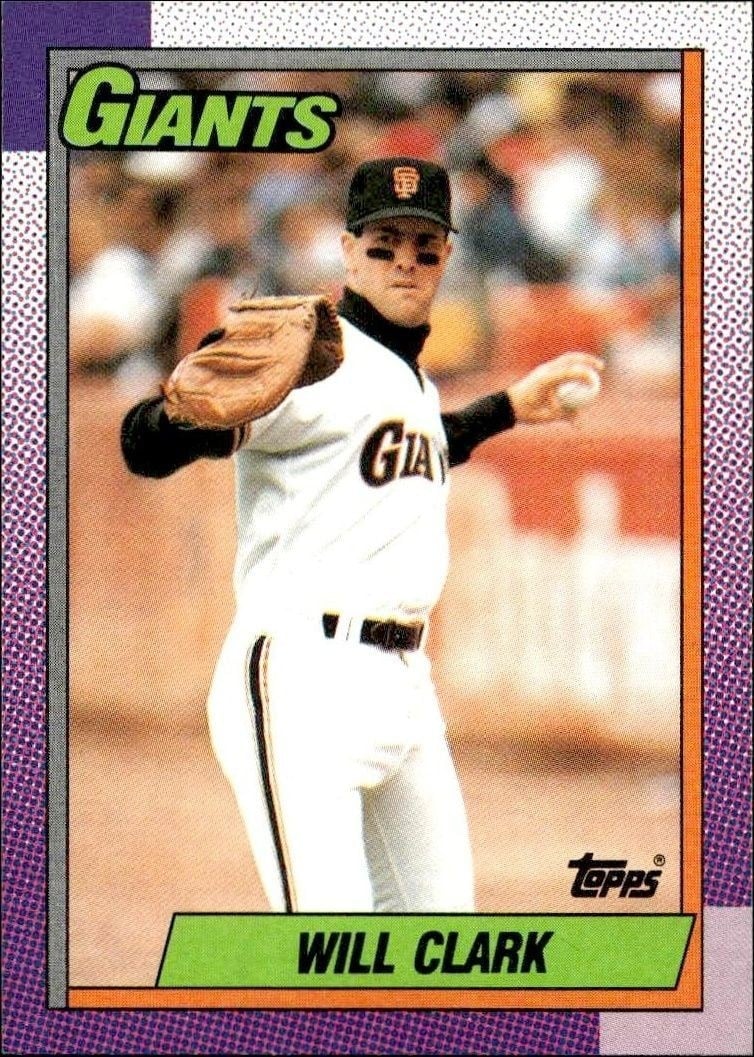Will Clark 1990 Topps #100 Baseball Trading Card - Front 1990 Topps Will Clark #100 baseball trading card front