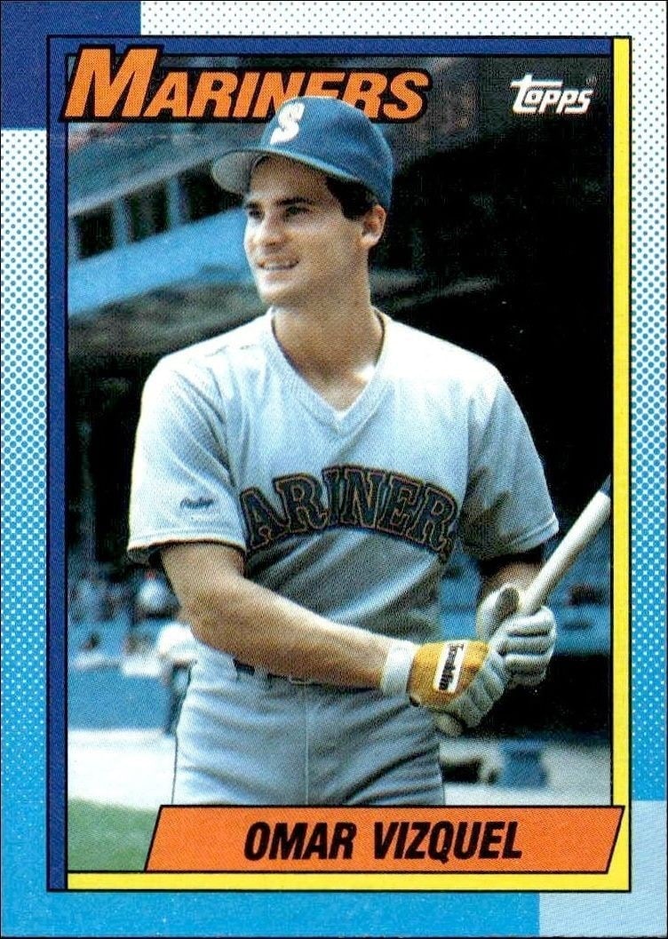 Omar Vizquel 1990 Topps #698 Baseball Trading Card - Front 1990 Topps Omar Vizquel #698 baseball trading card front