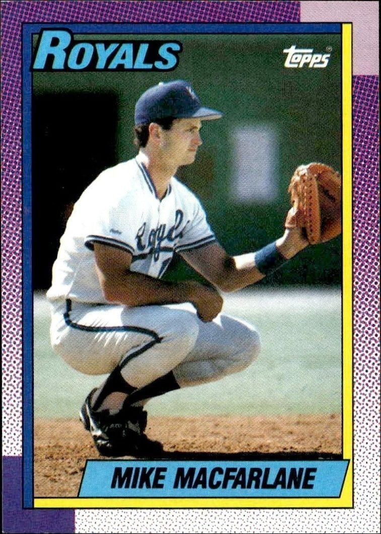 Mike Macfarlane 1990 Topps #202 Baseball Trading Card - Front 1990 Topps Mike Macfarlane #202 baseball trading card front