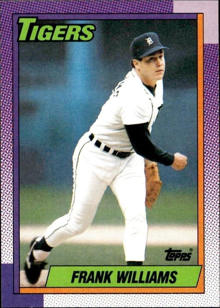 Frank Williams 1990 Topps #599 Baseball Trading Card - Front 1990 Topps Frank Williams #599 baseball trading card front