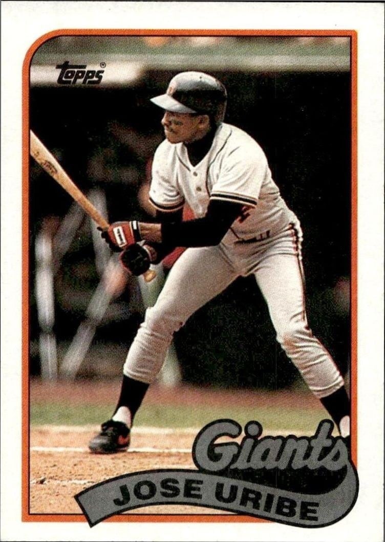 Jose Uribe 1989 Topps #753 Baseball Trading Card - Front 1989 Topps Jose Uribe #753 baseball trading card front