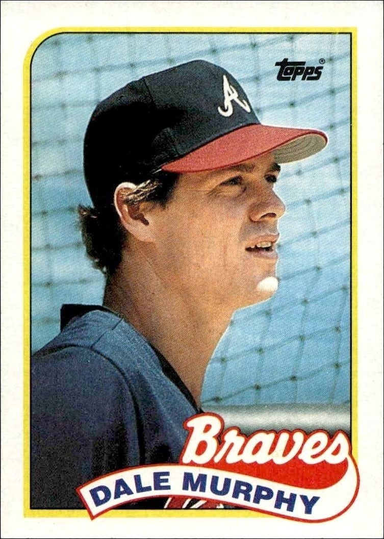 Dale Murphy 1989 Topps #210 Baseball Trading Card - Front 1989 Topps Dale Murphy #210 baseball trading card front