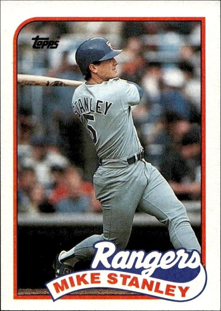 Mike Stanley 1989 Topps #587 Baseball Trading Card - Front 1989 Topps Mike Stanley #587 baseball trading card front