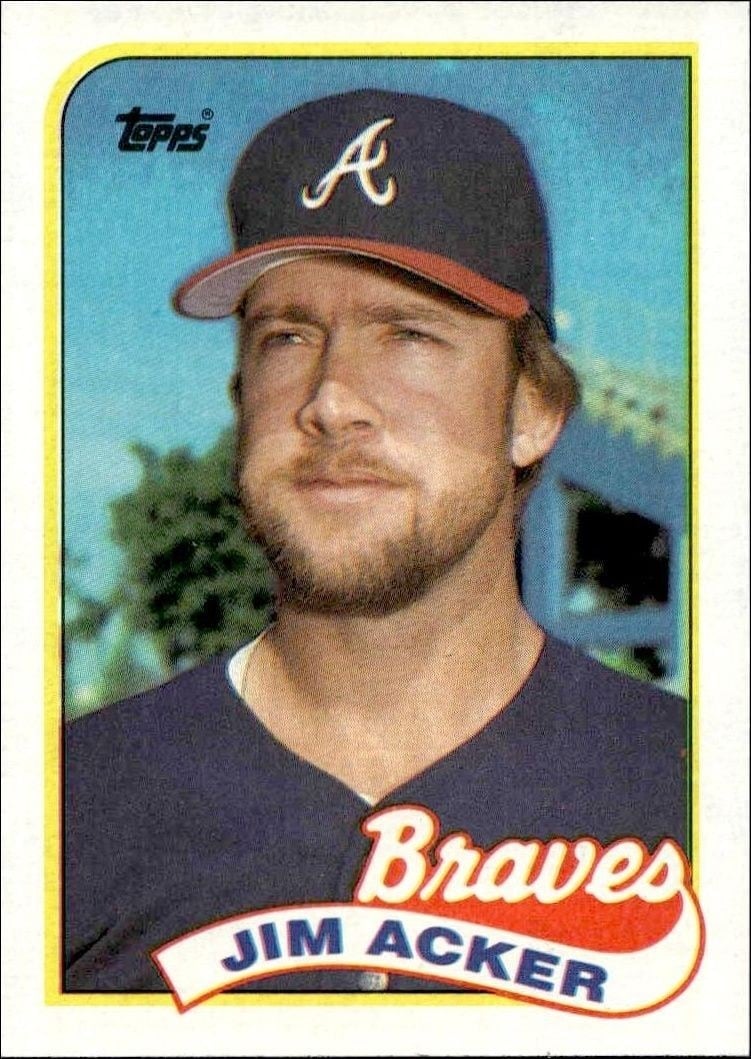 Jim Acker 1989 Topps #244 Baseball Trading Card - Front 1989 Topps Jim Acker #244 baseball trading card front
