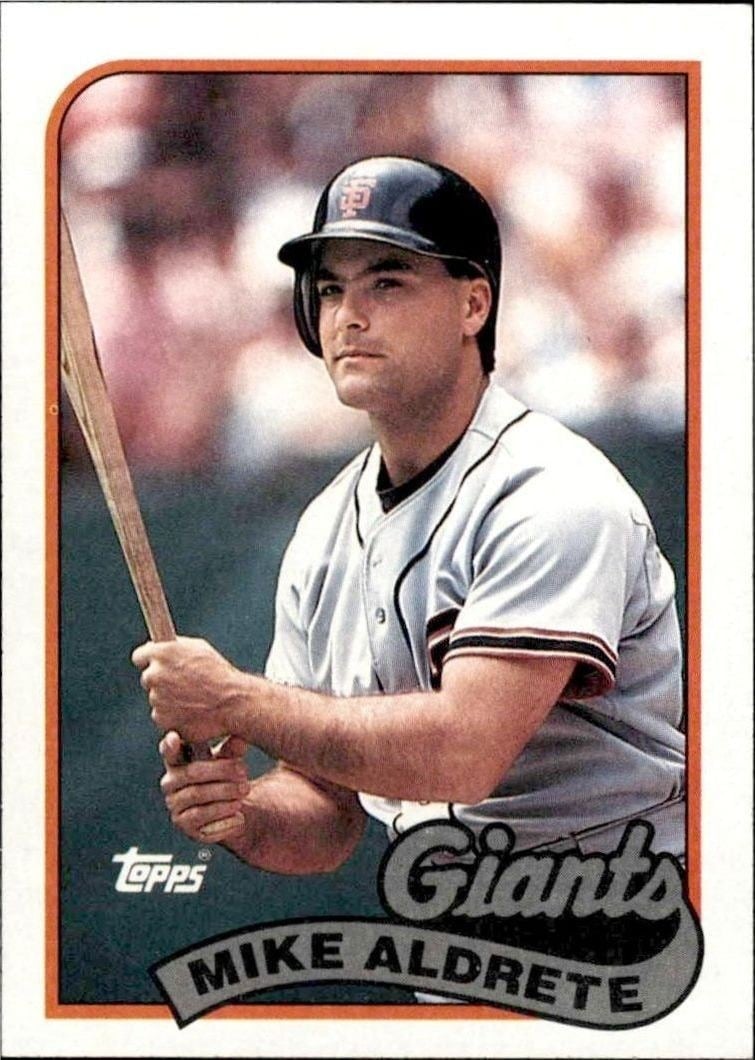 Mike Aldrete 1989 Topps #158 Baseball Trading Card - Front 1989 Topps Mike Aldrete #158 baseball trading card front