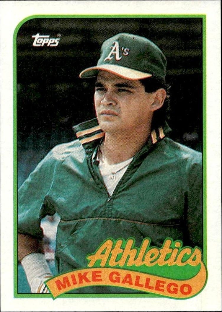 Mike Gallego 1989 Topps #102 Baseball Trading Card - Front 1989 Topps Mike Gallego #102 baseball trading card front