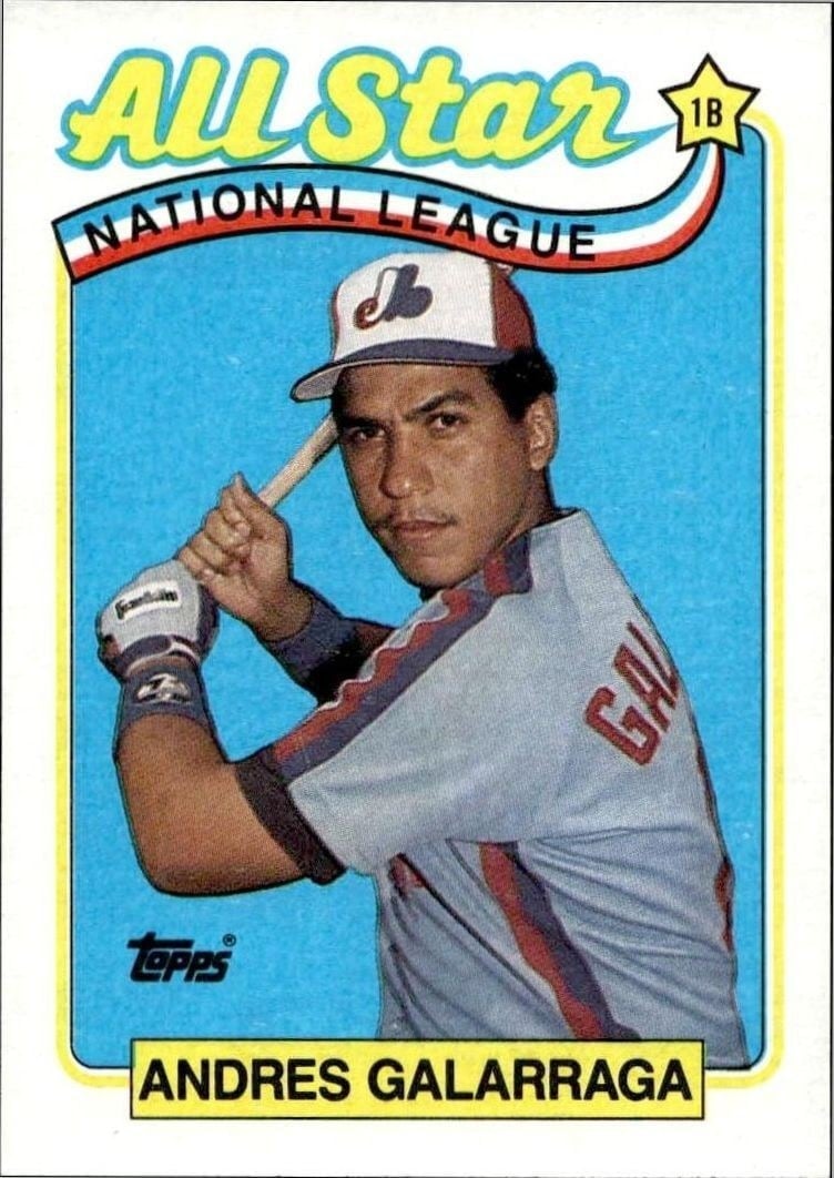 Andres Galarraga 1989 Topps #386 Baseball Trading Card - Front 1989 Topps Andres Galarraga #386 baseball trading card front