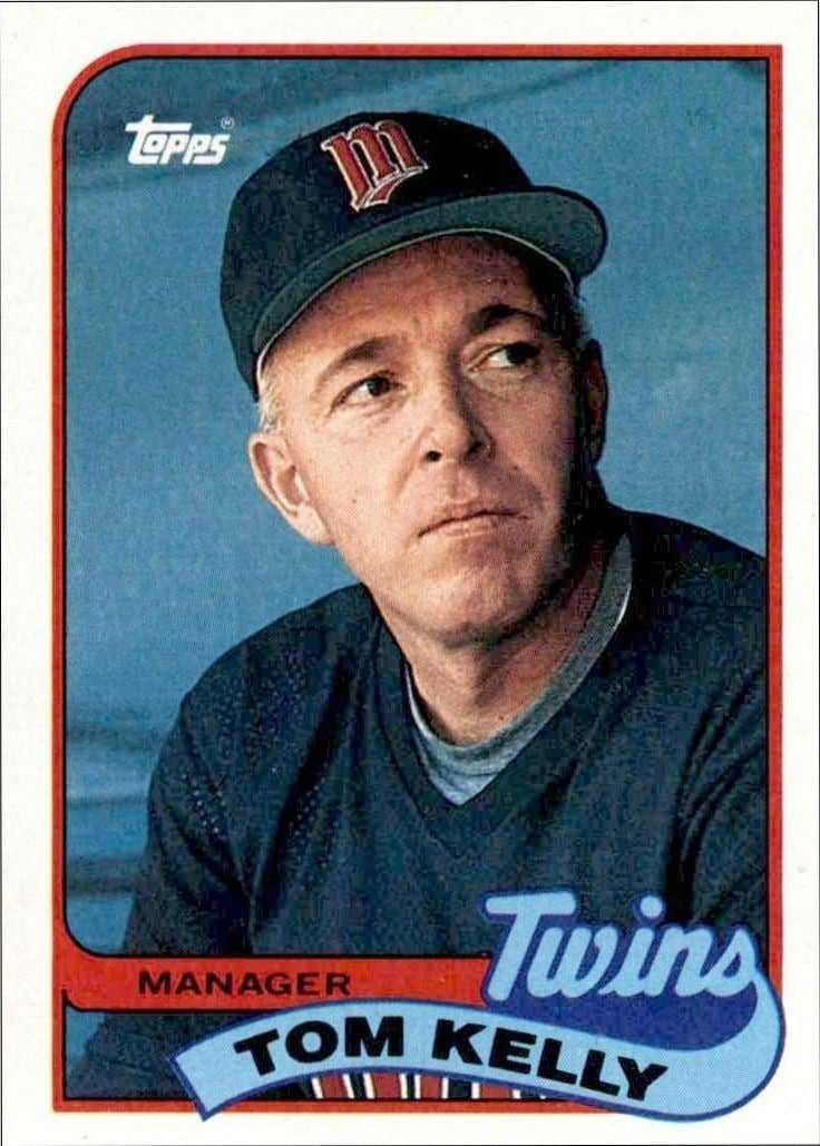 Tom Kelly 1989 Topps #14 Baseball Trading Card - Front 1989 Topps Tom Kelly #14 baseball trading card front