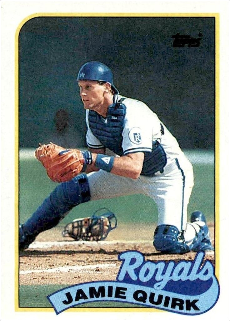 Jamie Quirk 1989 Topps #702 Baseball Trading Card - Front 1989 Topps Jamie Quirk #702 baseball trading card front