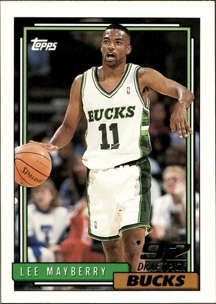 Lee Mayberry 1992-93 Topps #390 Basketball Trading Card - Front 1992-93 Topps Lee Mayberry #390 basketball trading card front