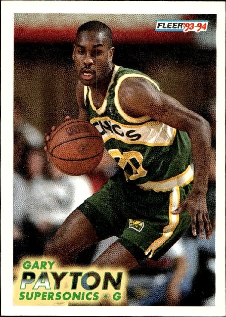 Gary Payton 1993-94 Fleer #202 Basketball Trading Card - Front 1993-94 Fleer Gary Payton #202 basketball trading card front