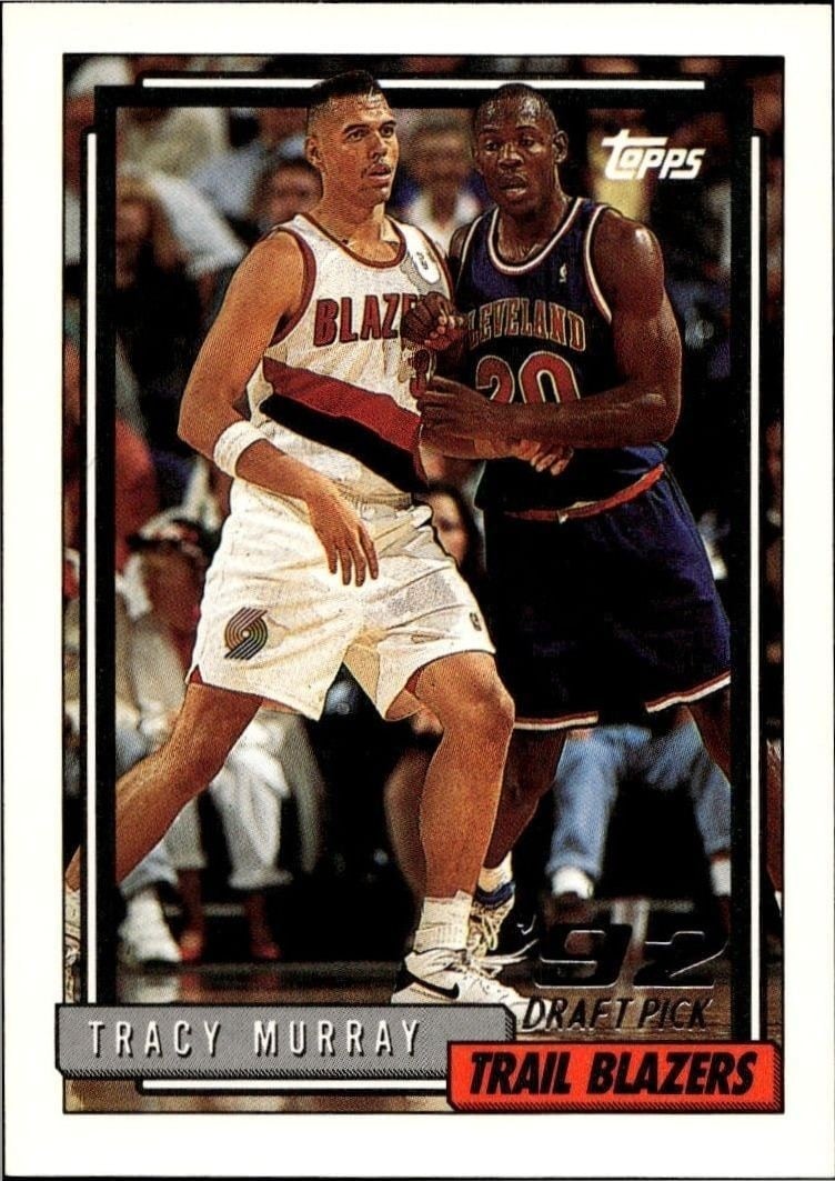 Tracy Murray 1992-93 Topps #279 Basketball Trading Card - Front 1992-93 Topps Tracy Murray #279 basketball trading card front
