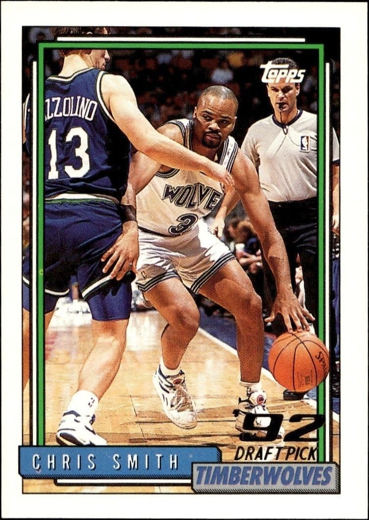 Chris Smith 1992-93 Topps #244 Basketball Trading Card - Front 1992-93 Topps Chris Smith #244 basketball trading card front