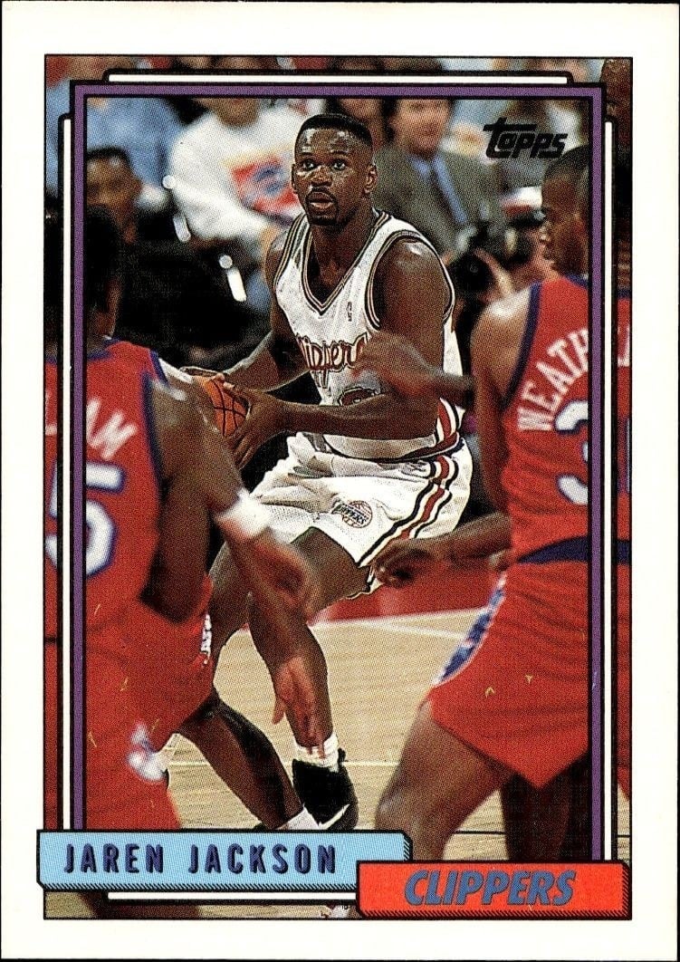 Jaren Jackson 1992-93 Topps #358 Basketball Trading Card - Front 1992-93 Topps Jaren Jackson #358 basketball trading card front