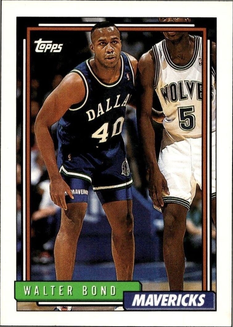 Walter Bond 1992-93 Topps #339 Basketball Trading Card - Front 1992-93 Topps Walter Bond #339 basketball trading card front