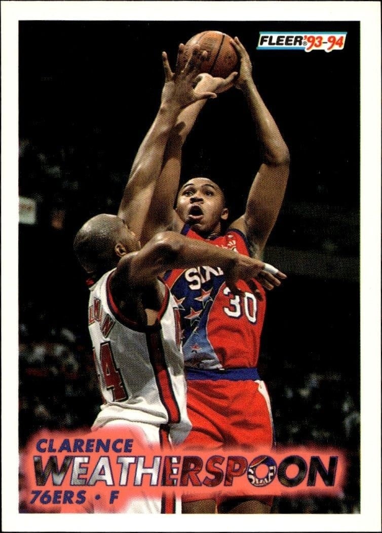 Clarence Weatherspoon 1993-94 Fleer #161 Basketball Trading Card - Front 1993-94 Fleer Clarence Weatherspoon #161 basketball trading card front
