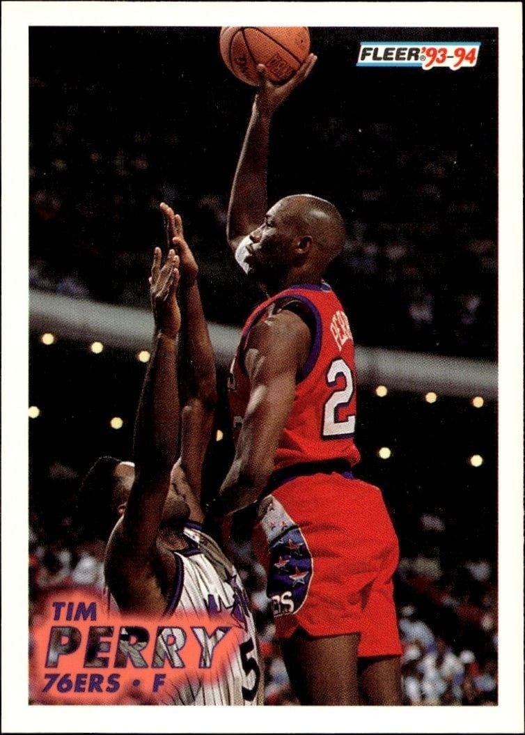 Tim Perry 1993-94 Fleer #160 Basketball Trading Card - Front 1993-94 Fleer Tim Perry #160 basketball trading card front