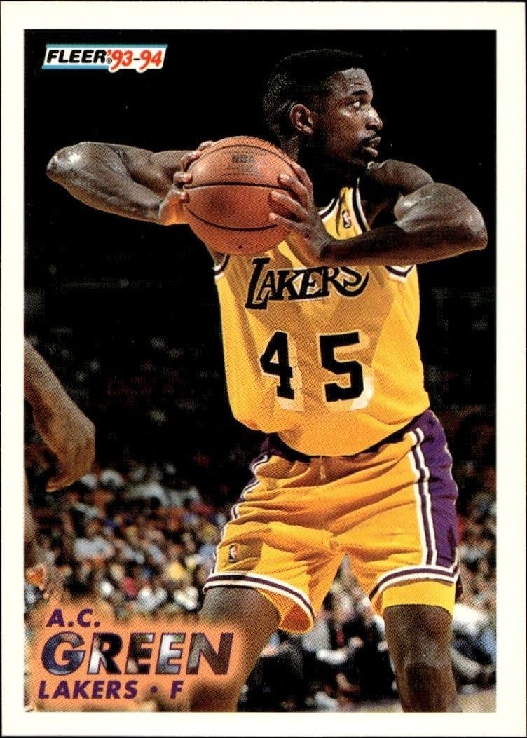A.C. Green 1993-94 Fleer #102 Basketball Trading Card - Front 1993-94 Fleer A.C. Green #102 basketball trading card front