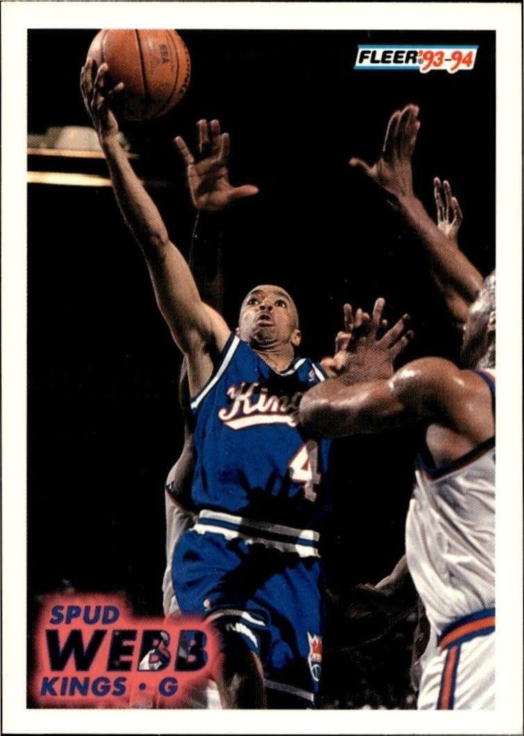 Spud Webb 1993-94 Fleer #186 Basketball Trading Card - Front 1993-94 Fleer Spud Webb #186 basketball trading card front