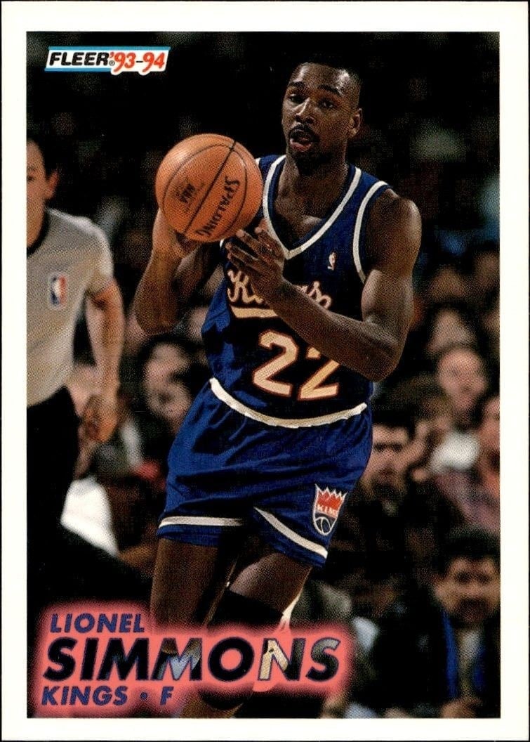 Lionel Simmons 1993-94 Fleer #184 Basketball Trading Card - Front 1993-94 Fleer Lionel Simmons #184 basketball trading card front