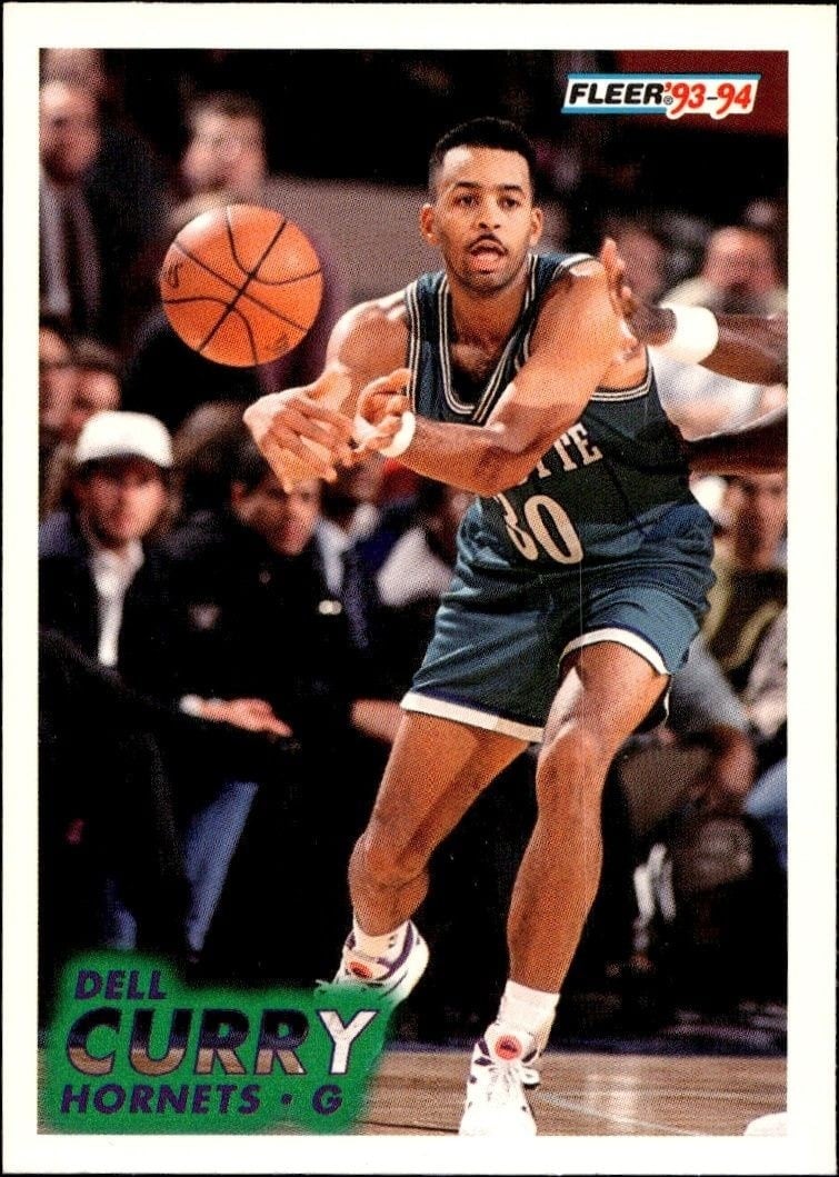 Dell Curry 1993-94 Fleer #18 Basketball Trading Card - Front 1993-94 Fleer Dell Curry #18 basketball trading card front