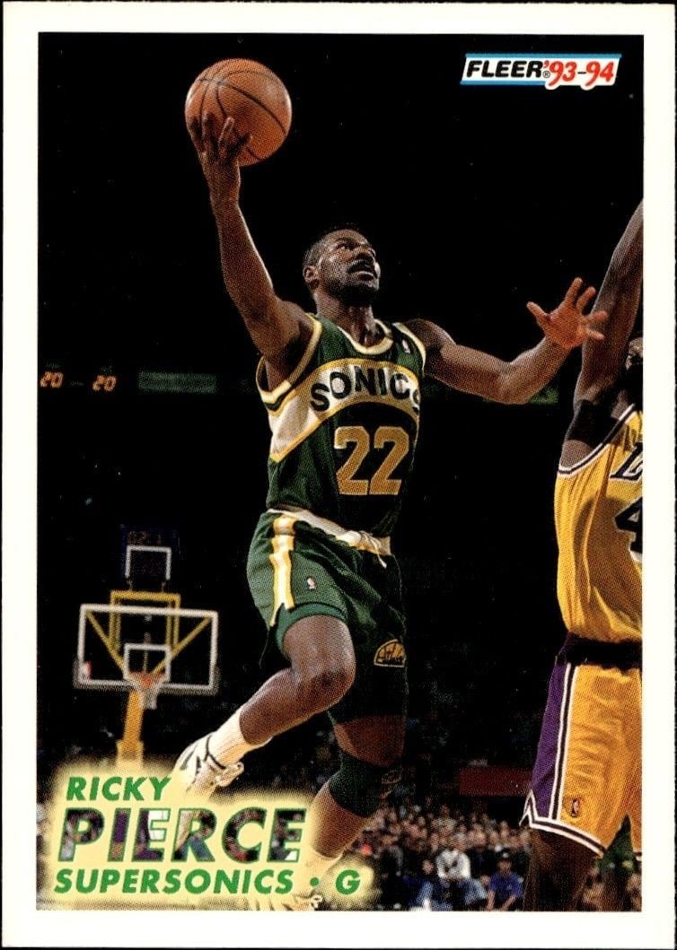 Ricky Pierce 1993-94 Fleer #204 Basketball Trading Card - Front 1993-94 Fleer Ricky Pierce #204 basketball trading card front
