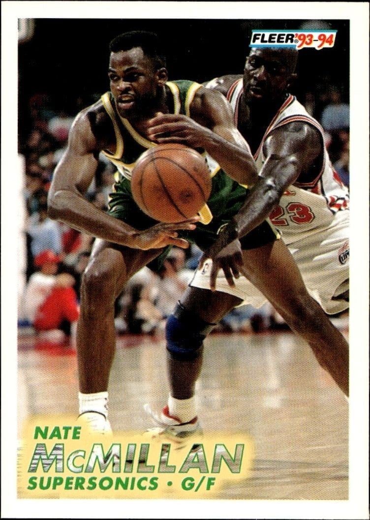 Nate McMillan 1993-94 Fleer #201 Basketball Trading Card - Front 1993-94 Fleer Nate McMillan #201 basketball trading card front