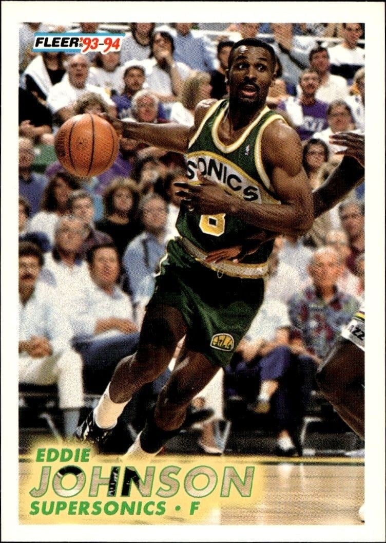 Eddie Johnson 1993-94 Fleer #198 Basketball Trading Card - Front 1993-94 Fleer Eddie Johnson #198 basketball trading card front