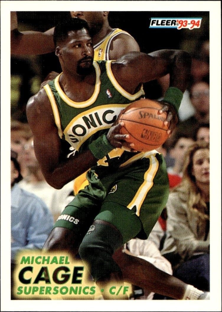 Michael Cage 1993-94 Fleer #197 Basketball Trading Card - Front 1993-94 Fleer Michael Cage #197 basketball trading card front
