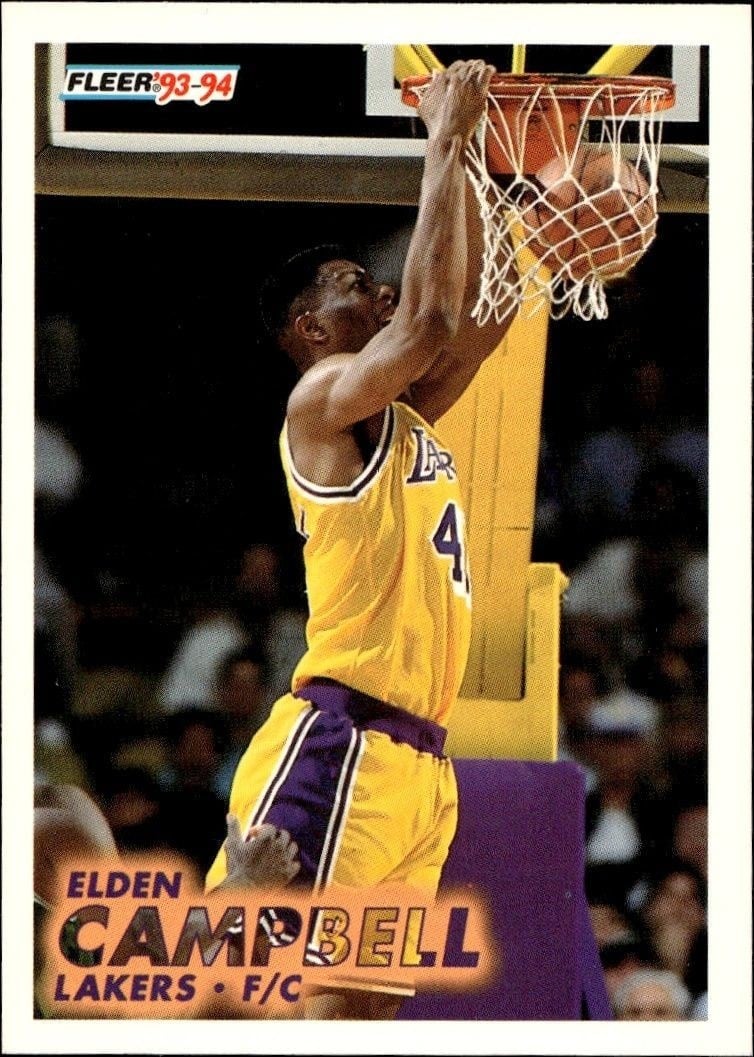 Elden Campbell 1993-94 Fleer #98 Basketball Trading Card - Front 1993-94 Fleer Elden Campbell #98 basketball trading card front