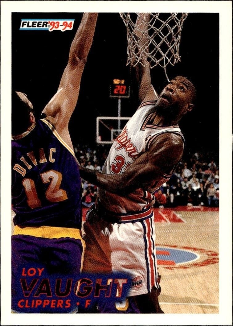 Loy Vaught 1993-94 Fleer #96 Basketball Trading Card - Front 1993-94 Fleer Loy Vaught #96 basketball trading card front