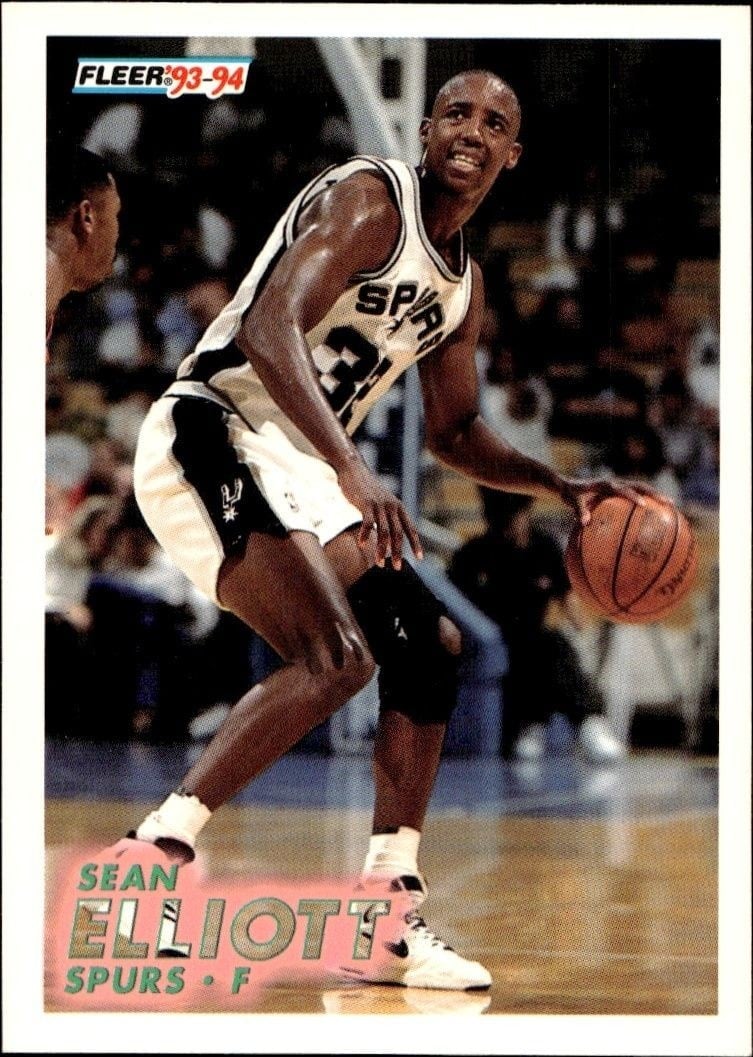 Sean Elliott 1993-94 Fleer #192 Basketball Trading Card - Front 1993-94 Fleer Sean Elliott #192 basketball trading card front