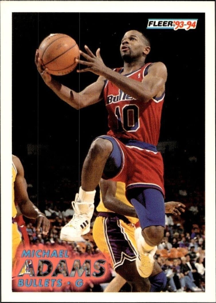 Michael Adams 1993-94 Fleer #213 Basketball Trading Card - Front 1993-94 Fleer Michael Adams #213 basketball trading card front