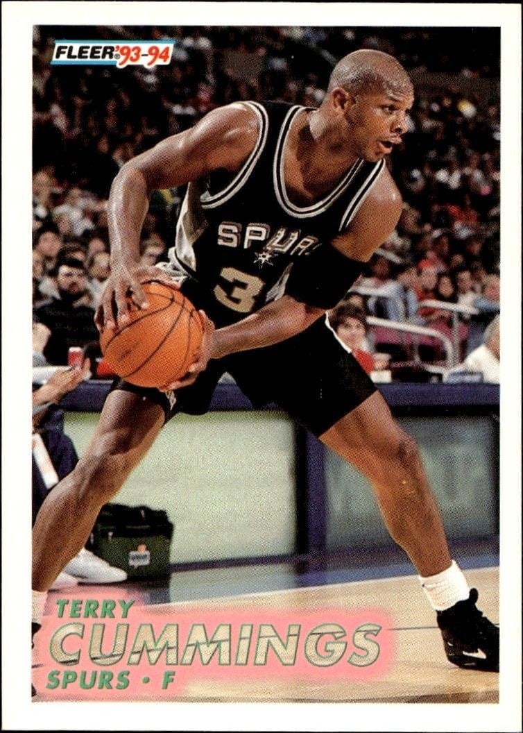 Terry Cummings 1993-94 Fleer #189 Basketball Trading Card - Front 1993-94 Fleer Terry Cummings #189 basketball trading card front
