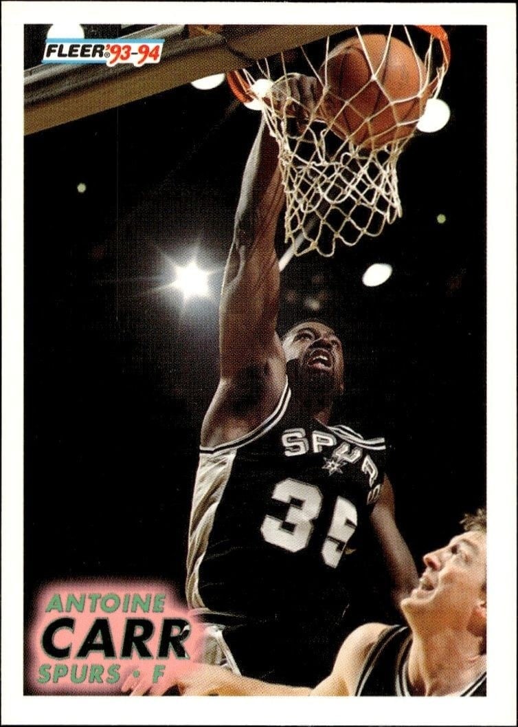 Antoine Carr 1993-94 Fleer #188 Basketball Trading Card - Front 1993-94 Fleer Antoine Carr #188 basketball trading card front