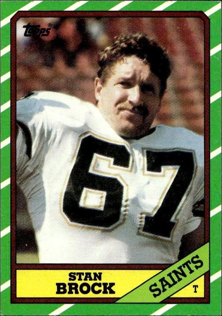 Stan Brock 1986 Topps #343 Football Trading Card - Front 1986 Topps Stan Brock #343 football trading card front