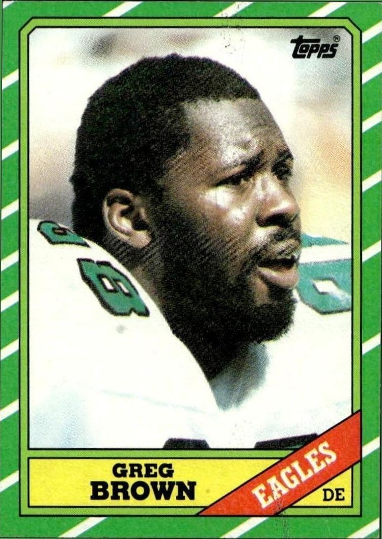 Greg Brown 1986 Topps #276 Football Trading Card - Front 1986 Topps Greg Brown #276 football trading card front