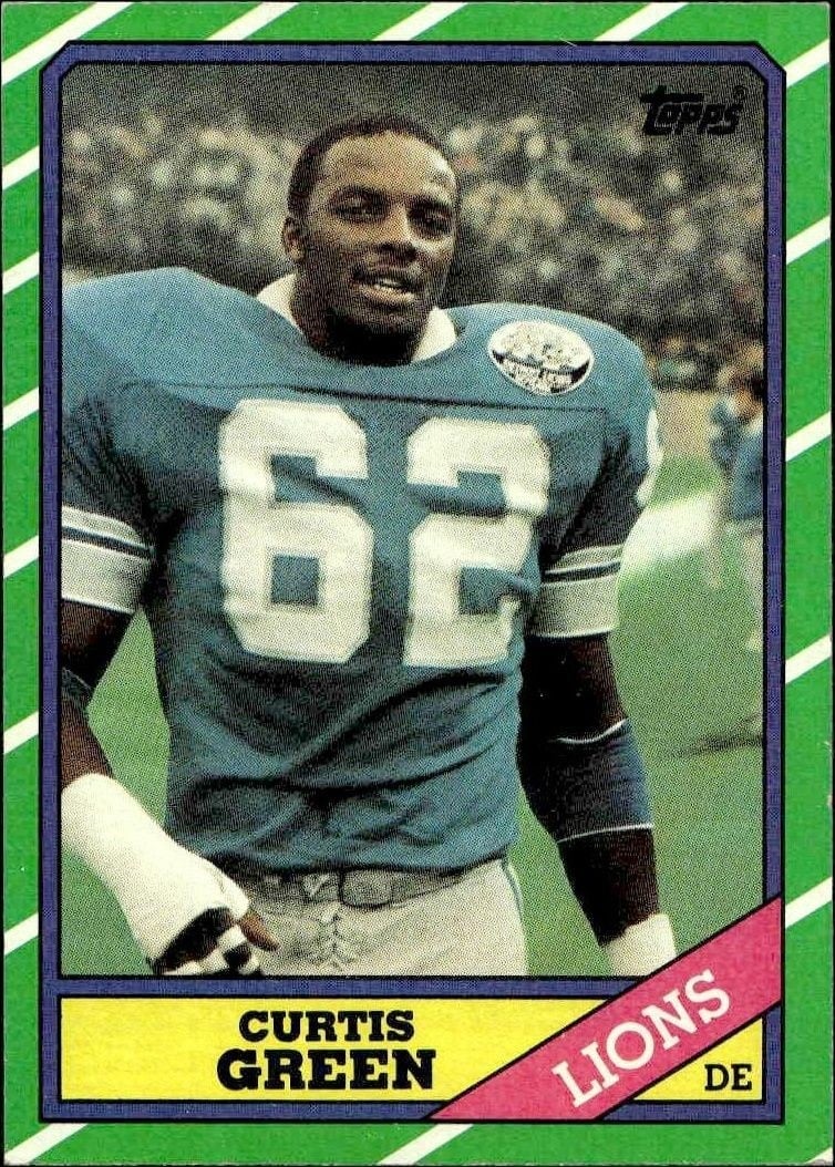 Curtis Green 1986 Topps #250 Football Trading Card - Front 1986 Topps Curtis Green #250 football trading card front