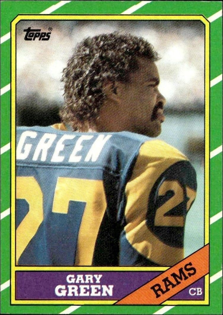 Gary Green 1986 Topps #91 Football Trading Card - Front 1986 Topps Gary Green #91 football trading card front