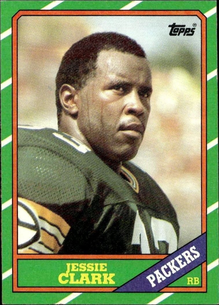 Jessie Clark 1986 Topps #217 Football Trading Card - Front 1986 Topps Jessie Clark #217 football trading card front