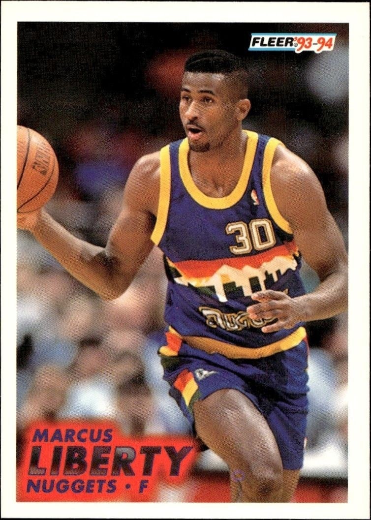 Marcus Liberty 1993-94 Fleer #52 Basketball Trading Card - Front 1993-94 Fleer Marcus Liberty #52 basketball trading card front