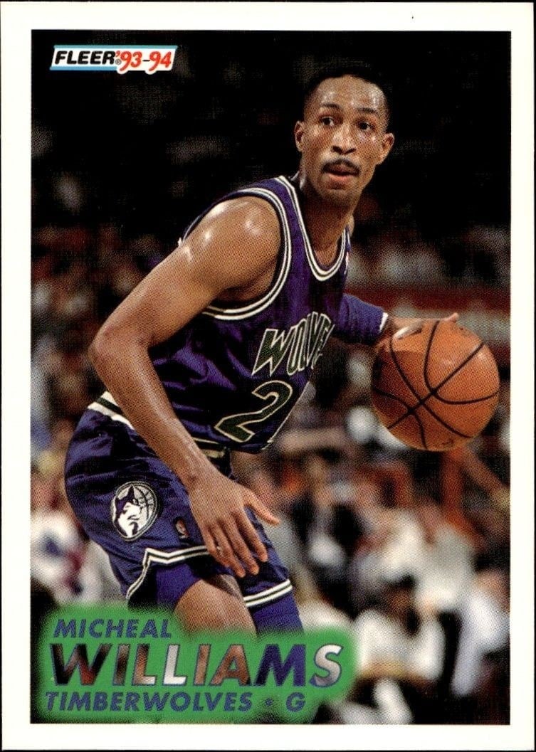 Micheal Williams 1993-94 Fleer #128 Basketball Trading Card - Front 1993-94 Fleer Micheal Williams #128 basketball trading card front