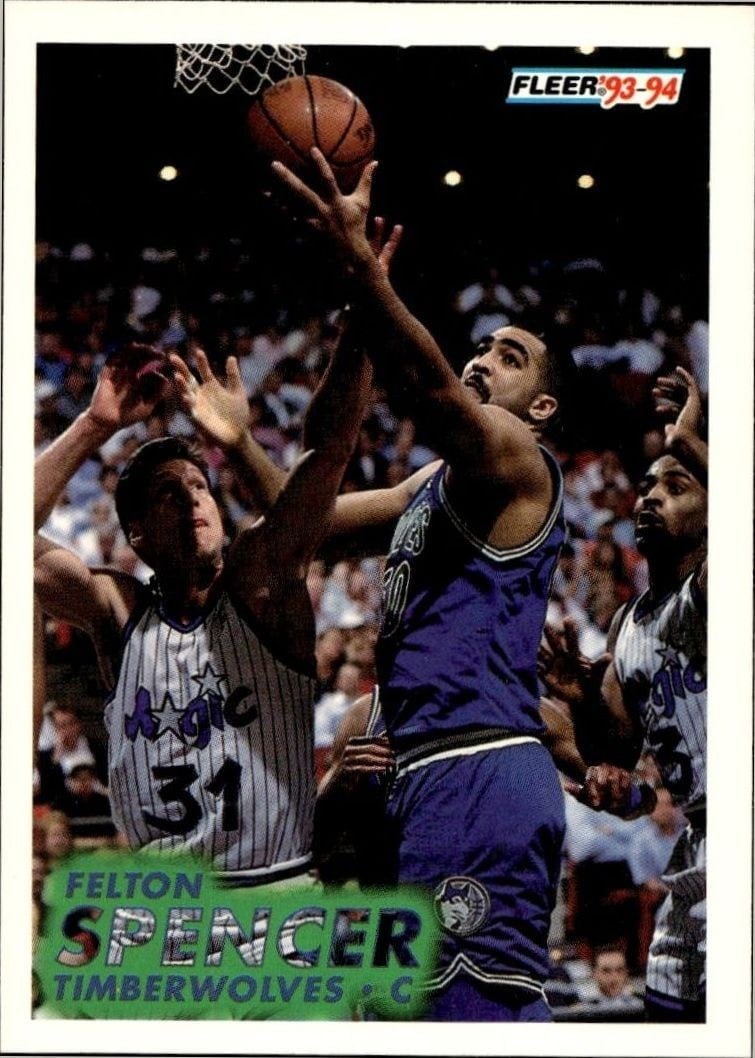 Felton Spencer 1993-94 Fleer #126 Basketball Trading Card - Front 1993-94 Fleer Felton Spencer #126 basketball trading card front
