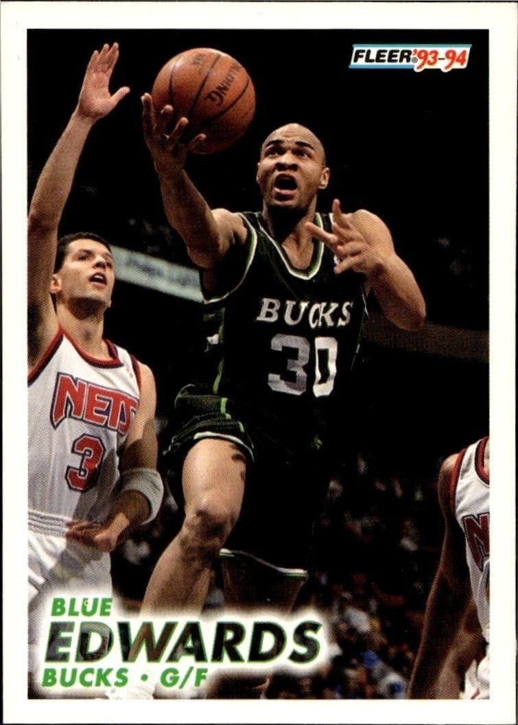 Blue Edwards 1993-94 Fleer #118 Basketball Trading Card - Front 1993-94 Fleer Blue Edwards #118 basketball trading card front