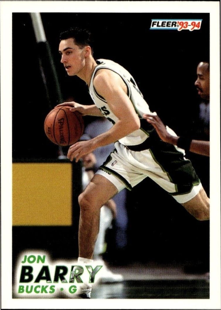 Jon Barry 1993-94 Fleer #115 Basketball Trading Card - Front 1993-94 Fleer Jon Barry #115 basketball trading card front